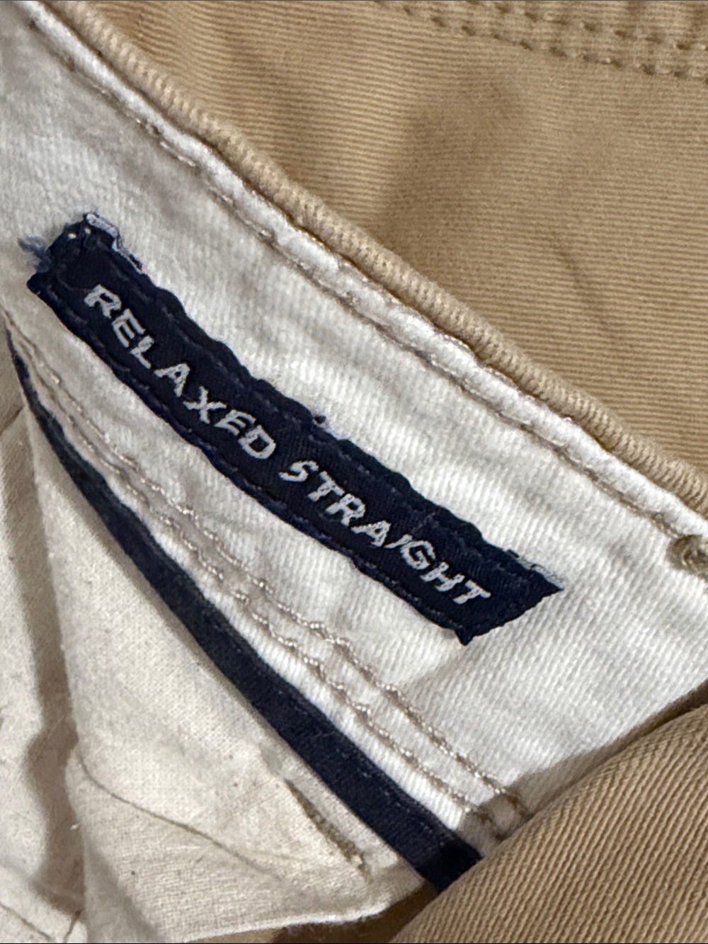 American Eagle Relaxed Straight Chino Pants Mens 34x34 Khaki Tan Cotton NWT - Picture 3 of 8